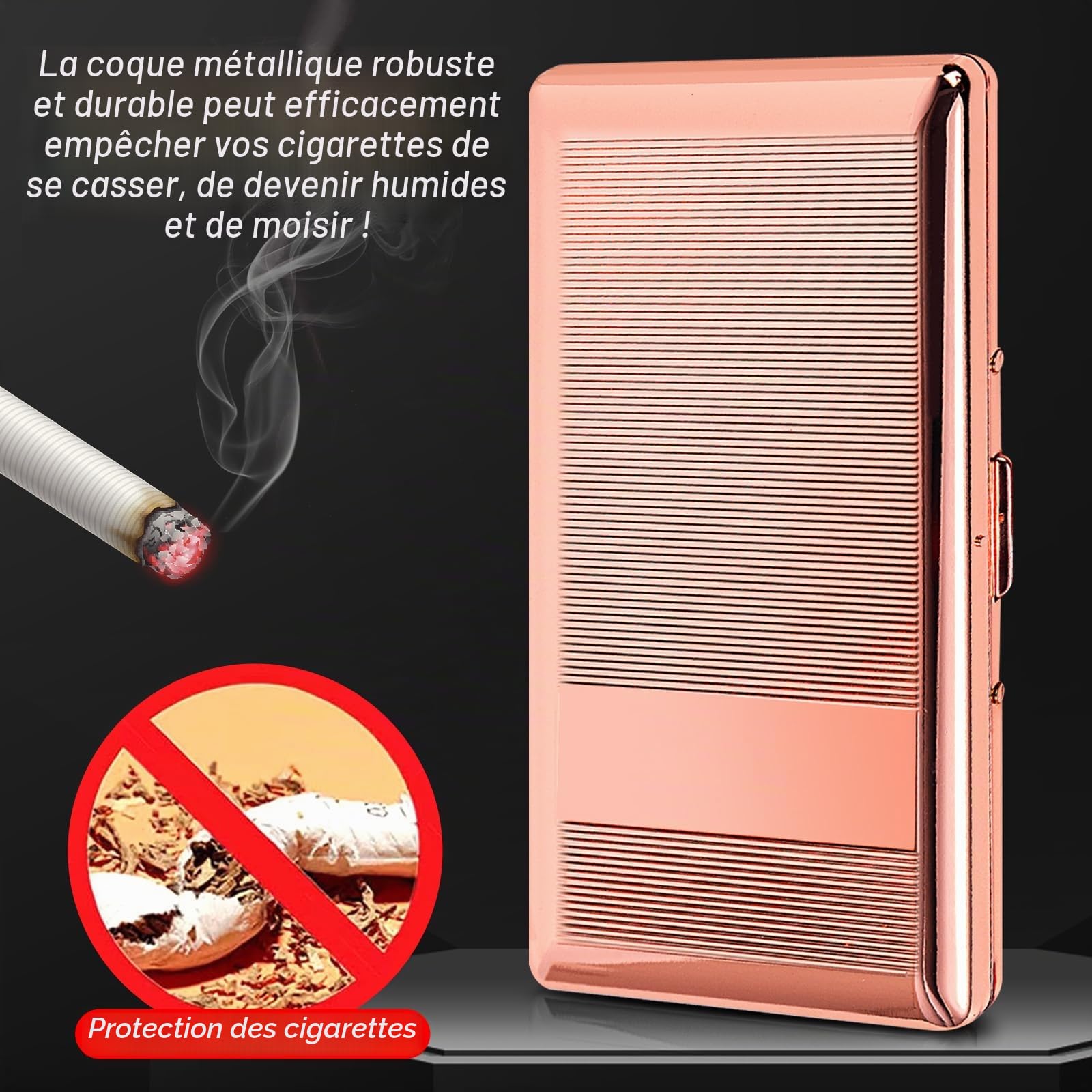 Étui à cigarettes en métal élégant pour 10/20 cigarettes Capri 120, pour homme et femme (Rose, 10pcs 120's)