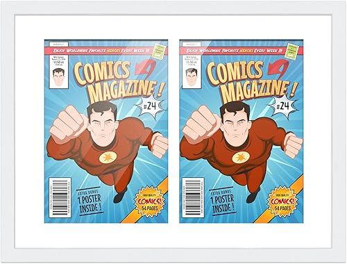 Miniatura 98 de Poster Palooza Marco de cómic con paspartú para 4 cómics de la era actual publicado después de 1985, marco de cómic negro para cómics de 6.875 x