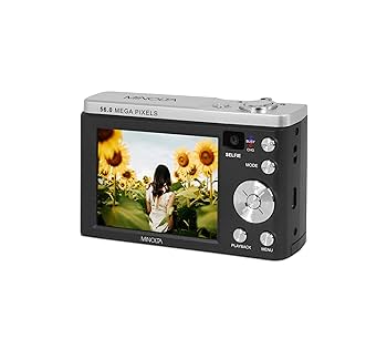 Amazon | Minolta 56MP デュアルレンズデジタルカメラ – 5倍光学