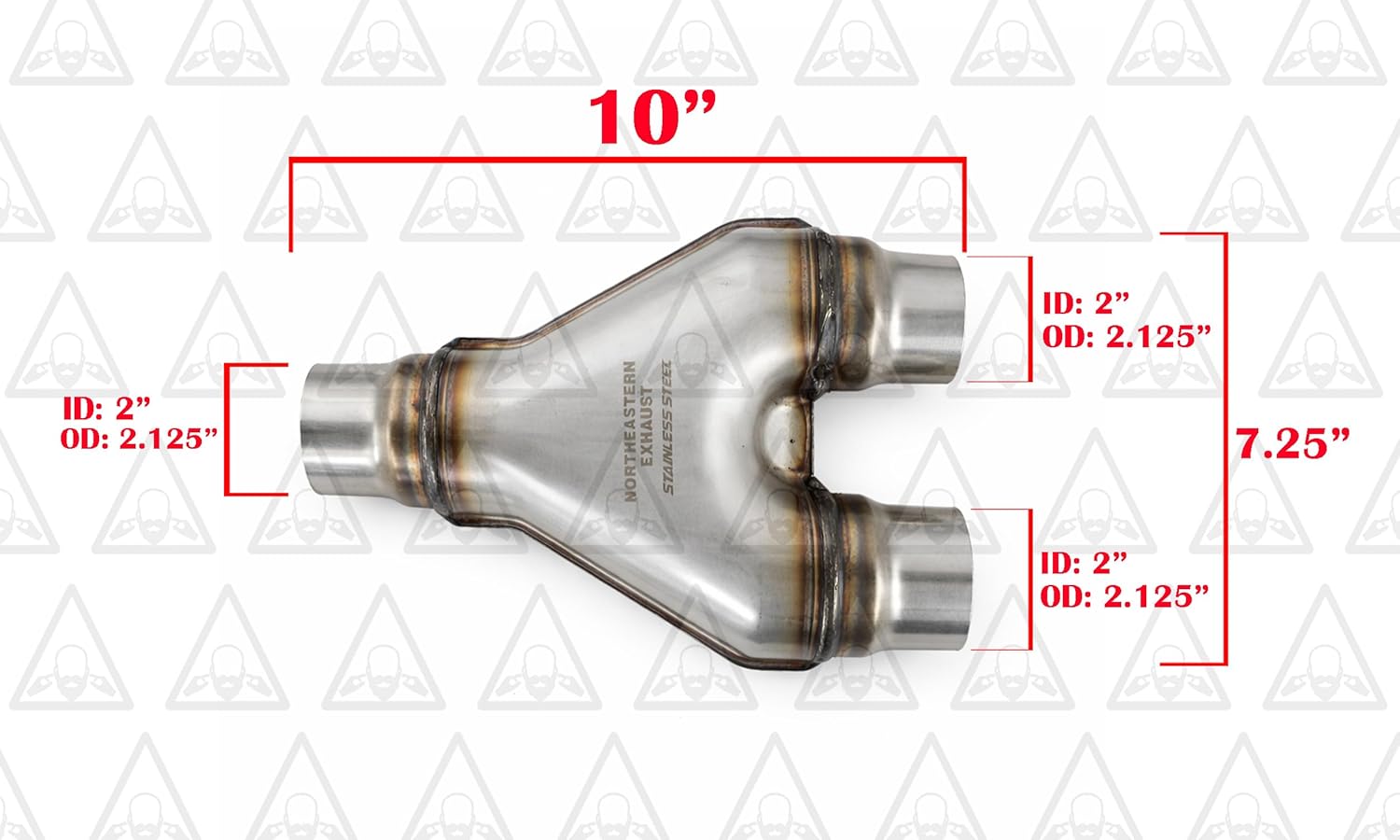 | Exhaust 2"Inches Universal Stamped Y-Pipe 2" ID Inlet 2" ID Outlet 10" Length | Stainless Steel | (6 Pack)