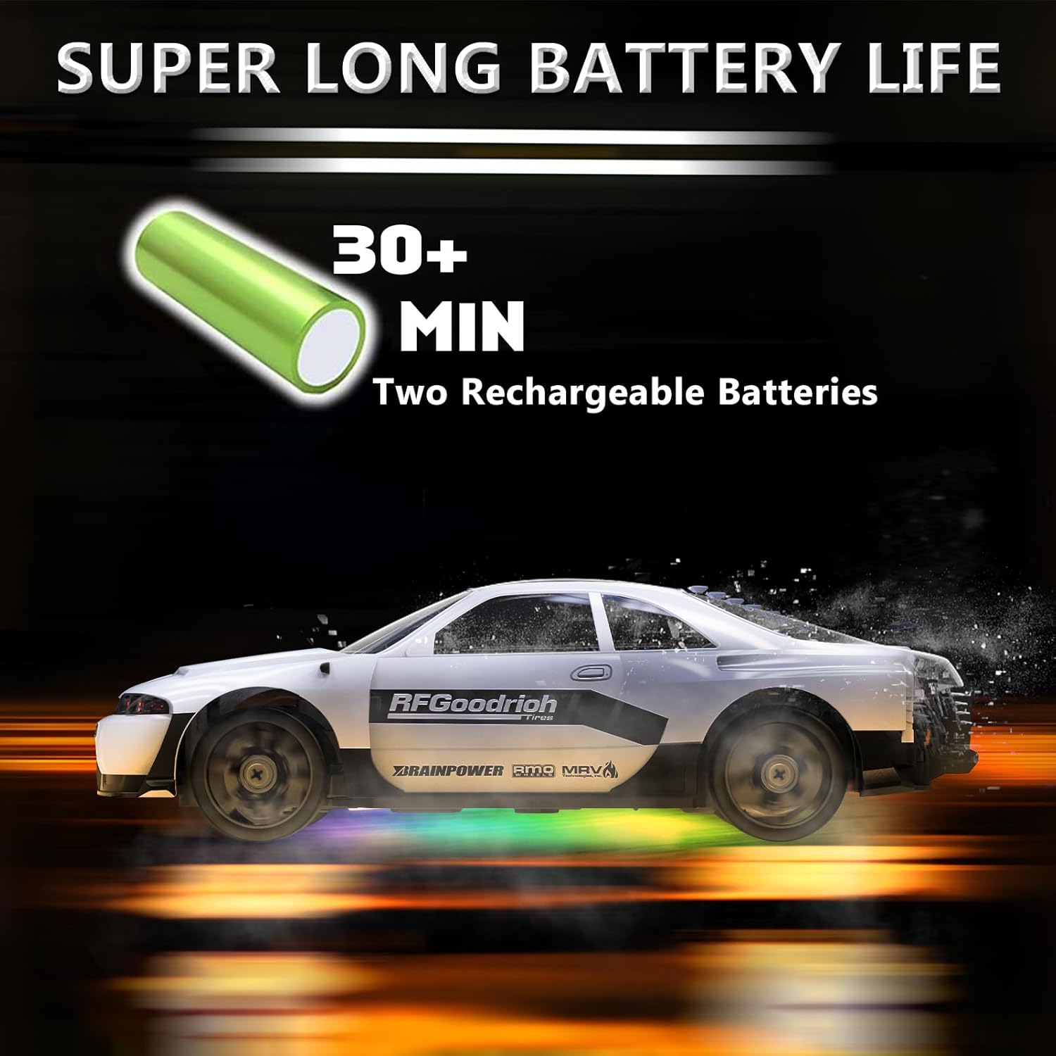 RC Drift Car 1:24 Remote Control Car 4WD 15KM/H High Speed Racing Sport Car with LED Lights RC Cars Toy for Kids Boys Girls Adults Gifts Birthday Christmas Rechargeable Batteries