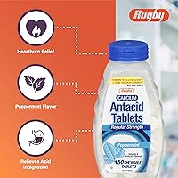 Vista 3 de Rugby - Tabletas antiácidas de carbonato de calcio de 500 mg de menta, fuerza regular, 150 tabletas masticables - 2