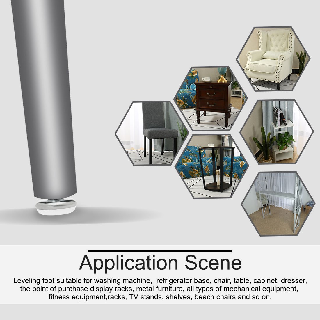 uxcell M8 x 13 x 30mm Screw on Furniture Glide Leveling Feet Adjustable Leveler Pad for Chair Industrial — view 7