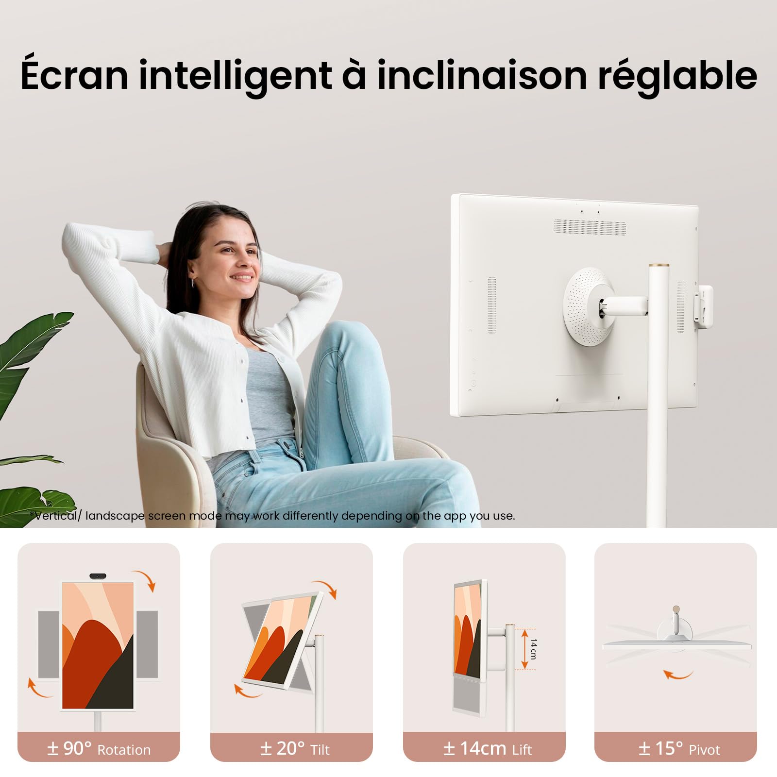 ApoloSign 32 Pouces 4K Moniteur Portable, avec écran Intelligent Rotatif, écran Tactile, système d'exploitation Android, Batterie intégrée, Rotation complète à 360 degrés