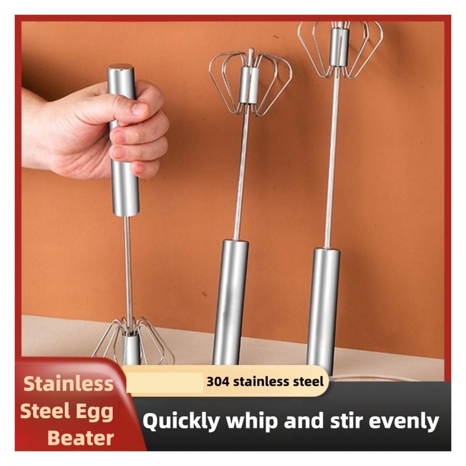 Mezclador de cocina batidor huevos acero inoxidable for mezclar y batir crema sin esfuerzo(M-2pcs-12inch)