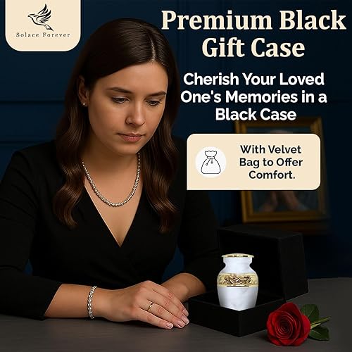 Miniatura 10 de Elegante urna pequeña para recuerdo de cenizas humanas, urna de ceniza en miniatura para mujeres, recuerdos conmemorativos para hombres adultos,