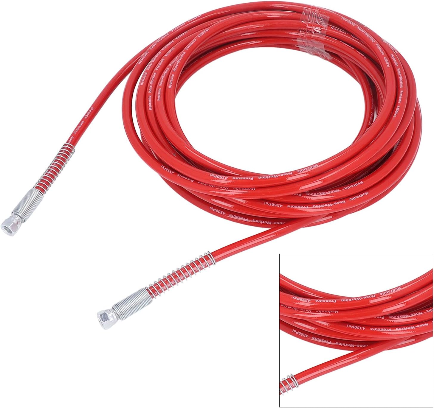 Airless Paint Sprayer Hose, High Pressure Flexible Fiber Tube, 49.21ft Length, 1 / 4in Red - Durable Construction, Metal Couplings, Ideal for Painting Project
