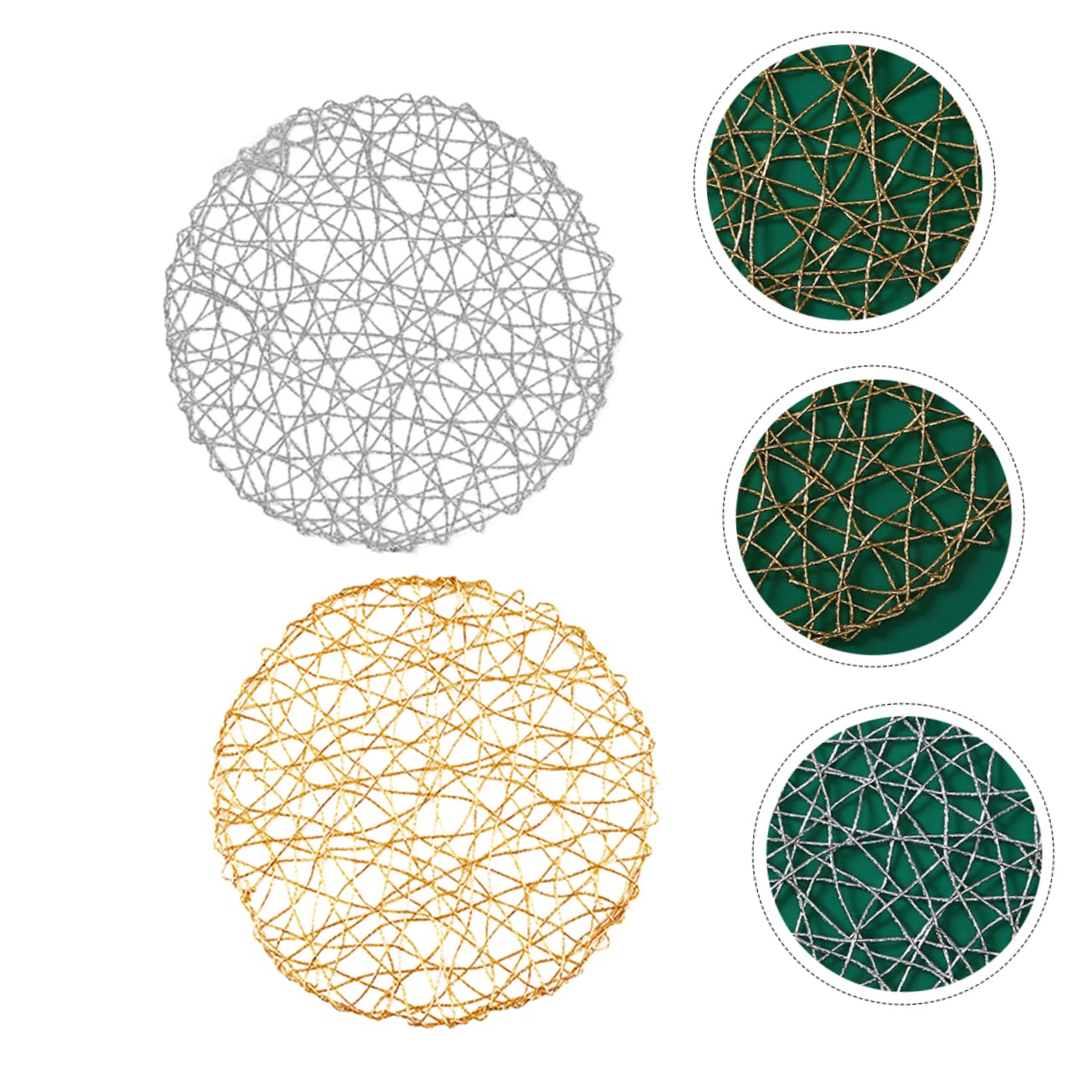 PRETYZOOM 3 Set Eleganti Tovagliette Rotonde Intrecciate in Fibra Di Carta Per Tavolo Da Pranzo 2 Pezzi * 3