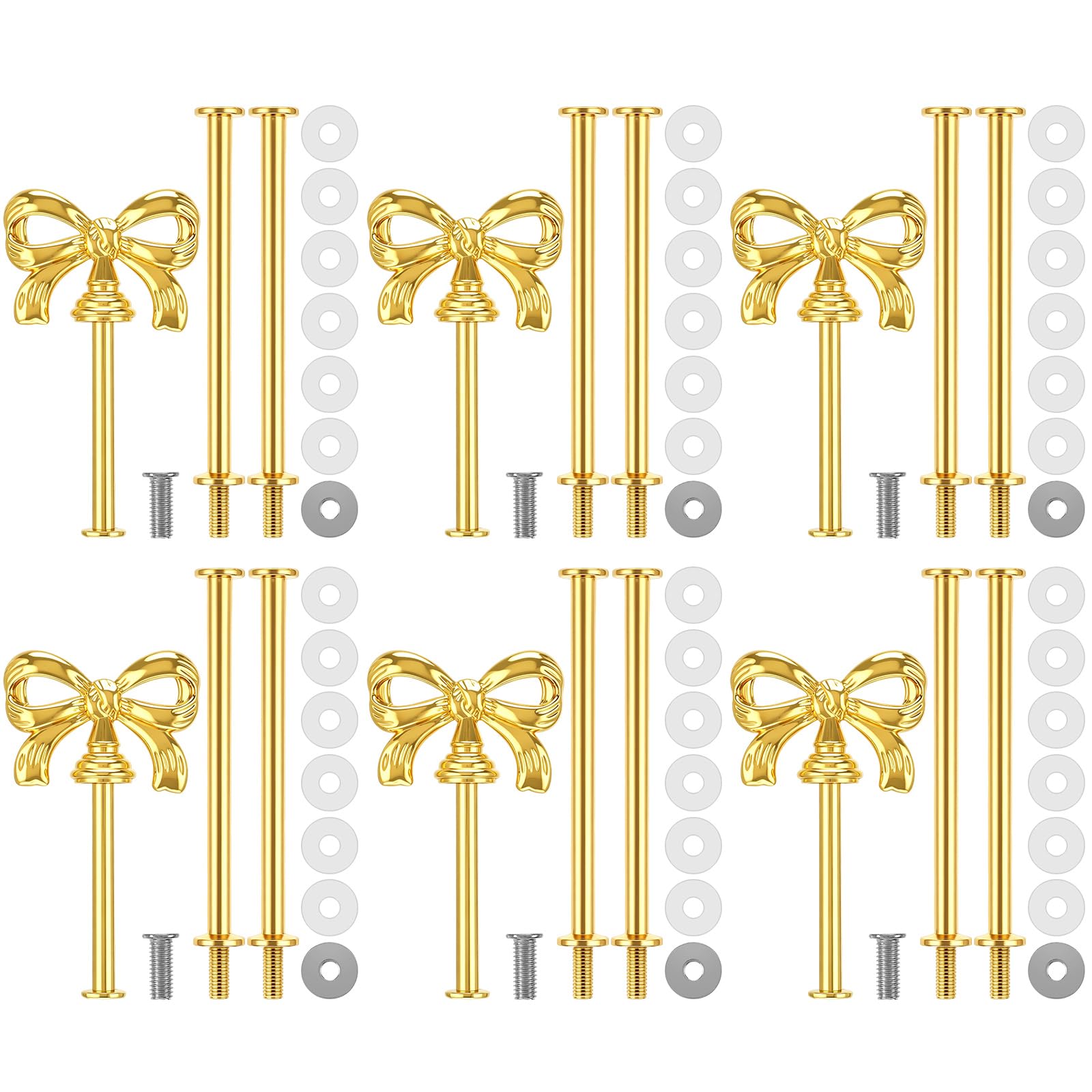 Patelai 6 Sets 3 Tiered Tray Hardware Kit,Bow,Gold