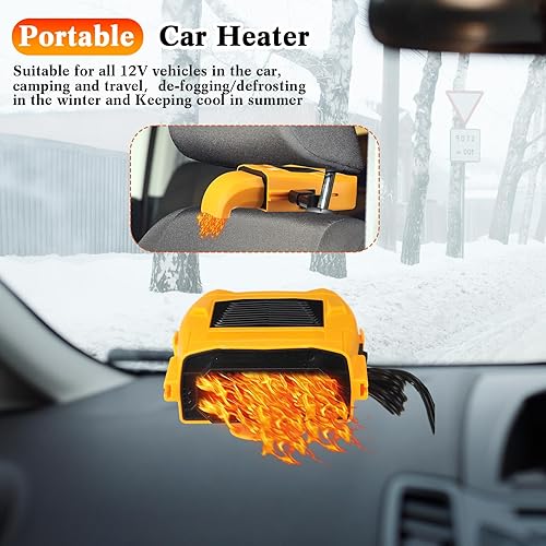 Miniatura 7 de Baquler 2 piezas de 12 V 150 W ventilador de calentador de coche de invierno desempañador y descongelador calentadores de asiento 2 en 1 calentador
