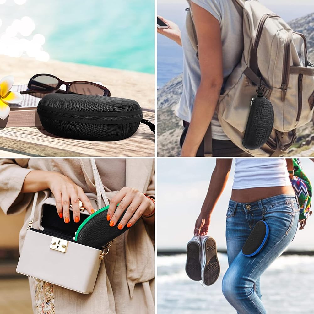 3 Pack Sunglasses Case Portable Travel Zipper Eyeglasses Case Hook