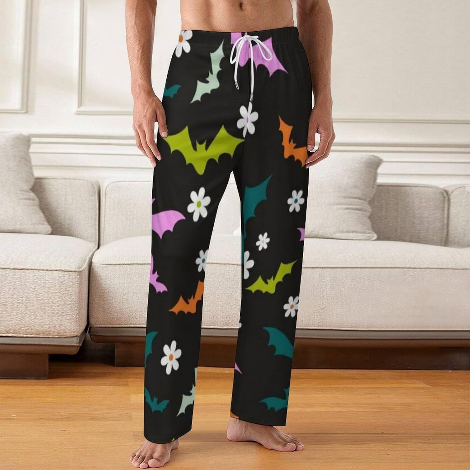Bats Halloween Mens Pajama Pants Bottoms Sleep Lounge Sleepwear Trousers with Pockets