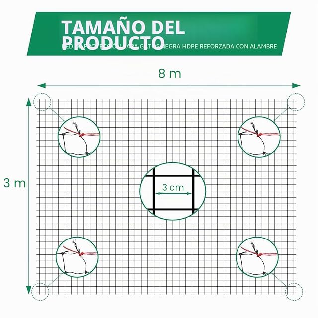 Foto 2 de 6 de Tatamiyya Red para Gatos Reforzada，8 x 3 m Red para Gatos Terraza ，Malla Protectora Balcon Robusta