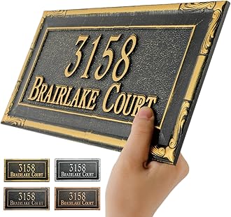 Personalized Address Plaque Sign Cast Metal - Custom House Number Plaque Sign,House Address Numbers for House Address Outside,Store,Yard,Garage,Apartment,Thick Rust-Free,Fade Resistant,Any Font (12''