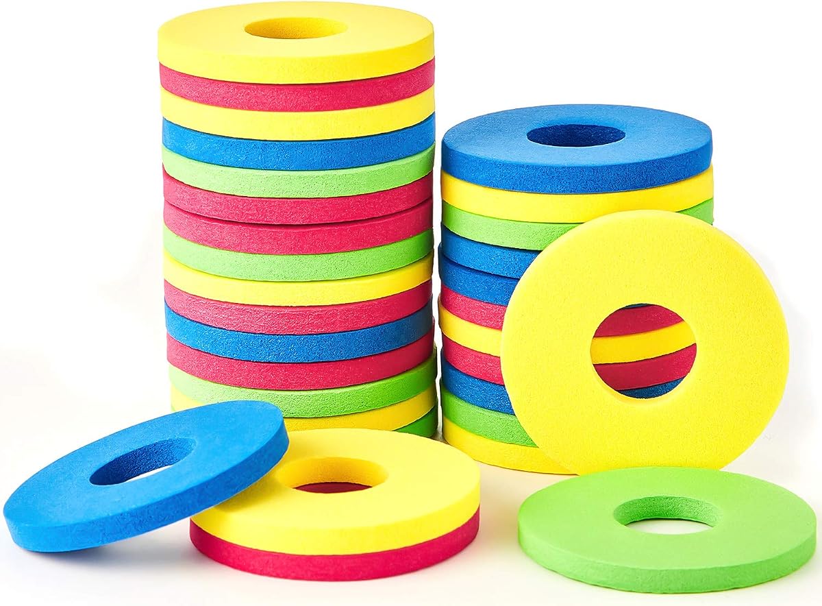 Sumind Juguete volador de tirador de disco de espuma de 60 piezas para juguete robot de control remoto | Espuma verde amarilla azul roja, juego de disparos de juguete lanzador de disco volador