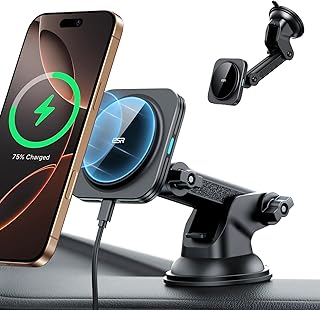 ESR magsafe 車載 HaloLockダッシュボード磁気ワイヤレス充電器 急速充電 magsafe充電器 車載スマホホルダー 磁気吸着 自動位置調節 車載充電器 iPhone16/15/14/13/12シリーズ対応 ブラック