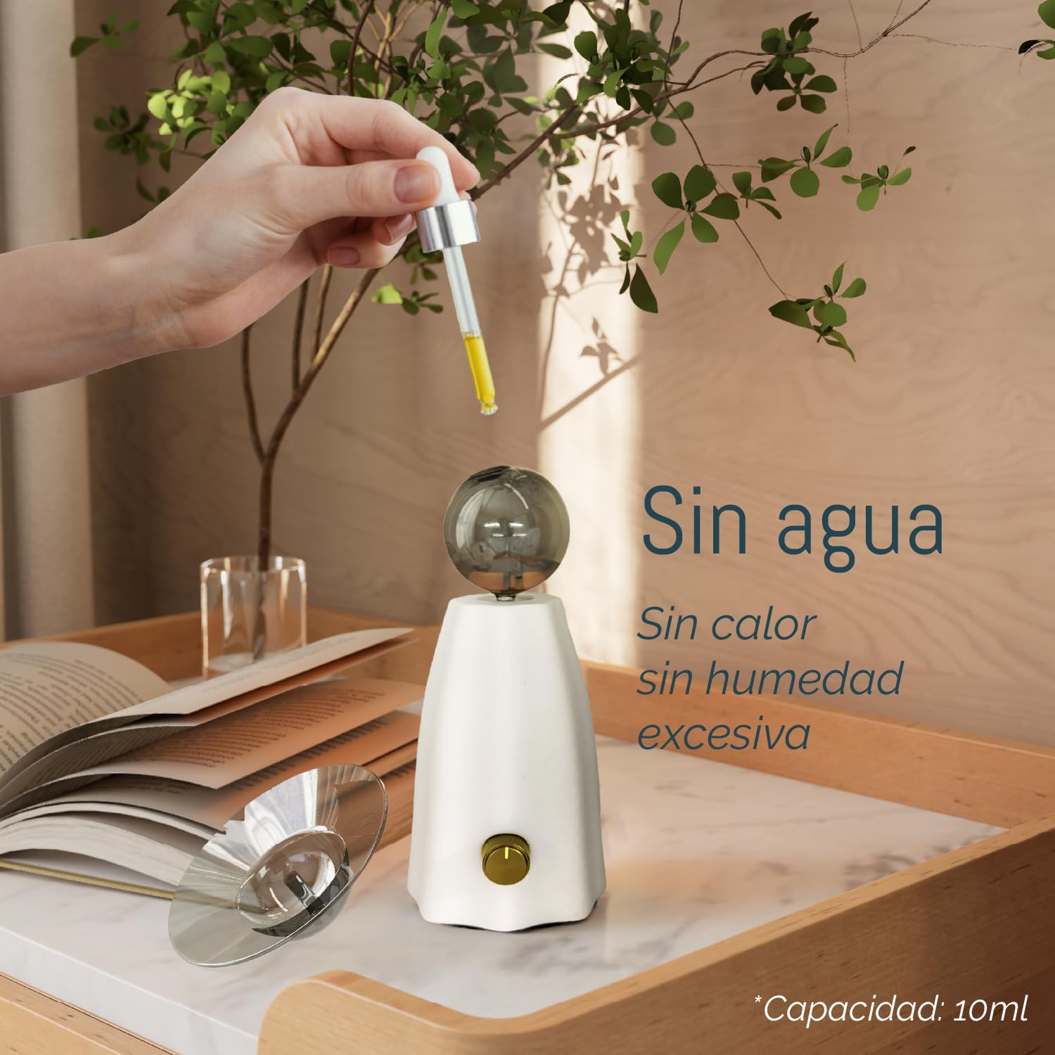 Scarecrow Difusor de Aceites Esenciales de Vidrio para Aromaterapia, Difusor de Aromas Sin Agua, Nebulizador Inalámbrico Recargable, Apagado Auto y Ultra Silencioso, Compatible con Aceites Aromáticos