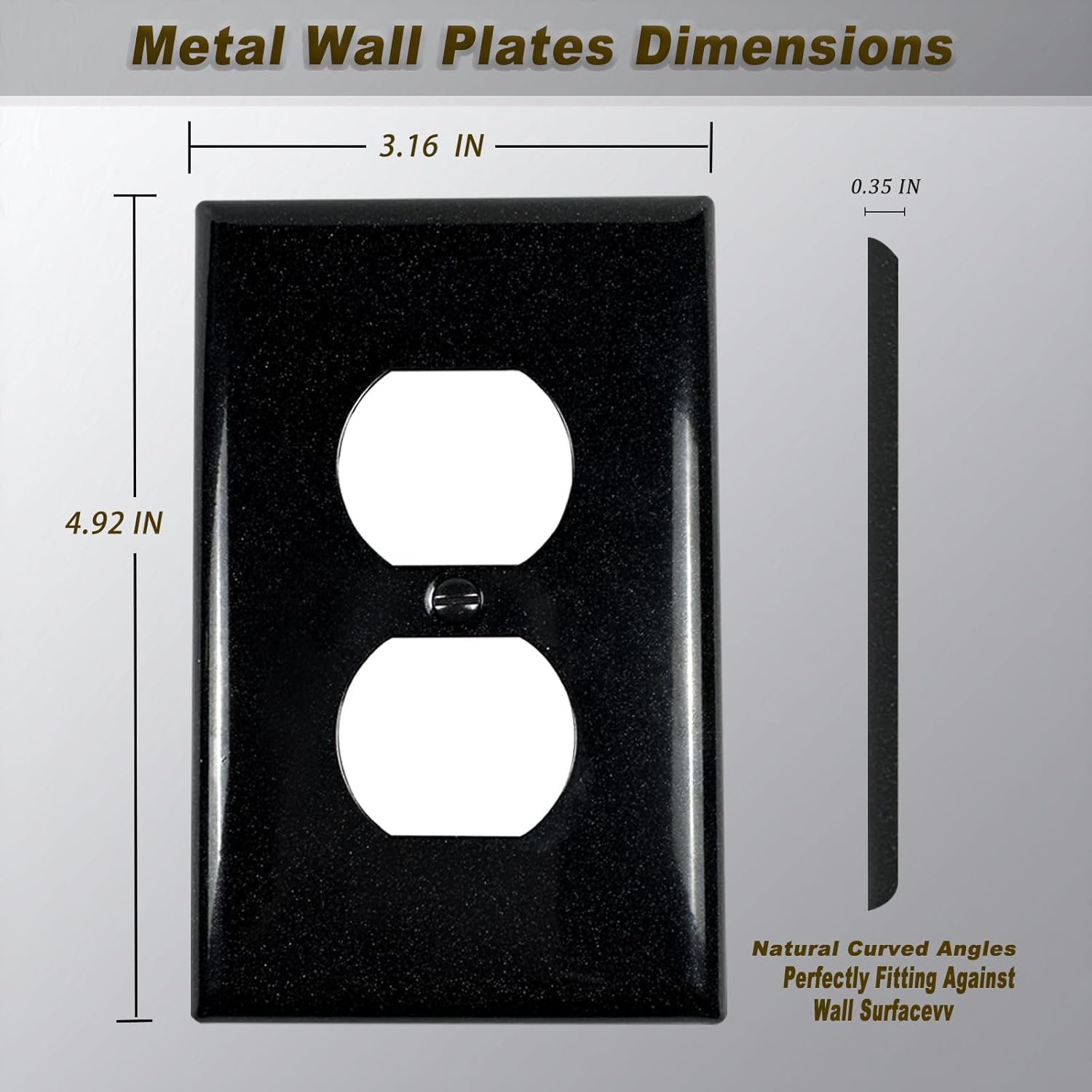 Metal Electrical Outlet Covers, Light Switch Cover Wall Plates, Mid Size Thicker Switch Plates, Wall Plate of Various Styles for Indoor and Outdoor Cosmic Black (1 Gang Duplex 4 PK)