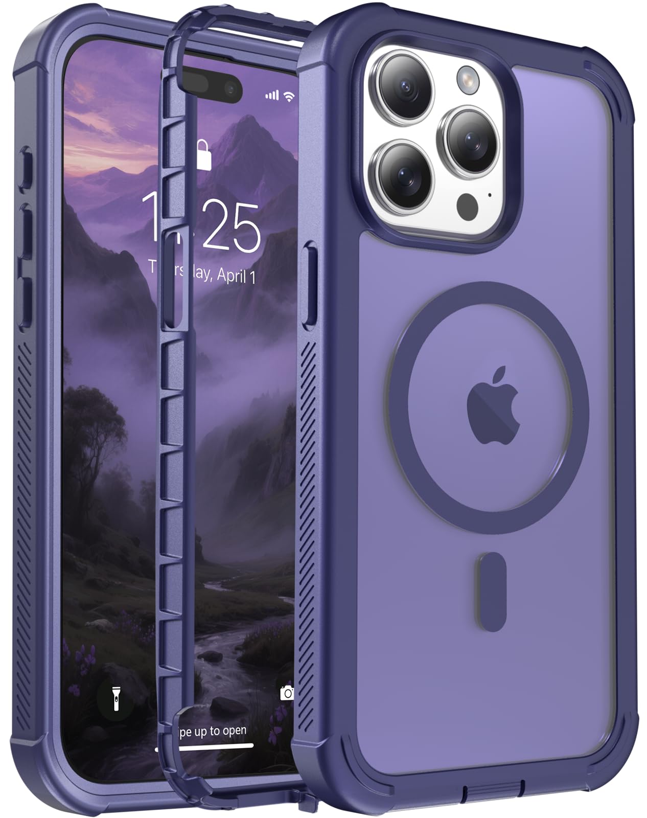 jaroco Magnetic for iPhone 15 Pro Case Heavy Duty Protection Dark Purple