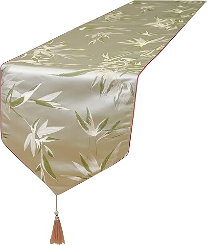 Miniatura 7 de HoliSelear Camino de mesa geométrico rojo de lujo exquisito de 48 pulgadas de largo, 13 x 48 pulgadas, para cocina, mesa de té, café, comedor,