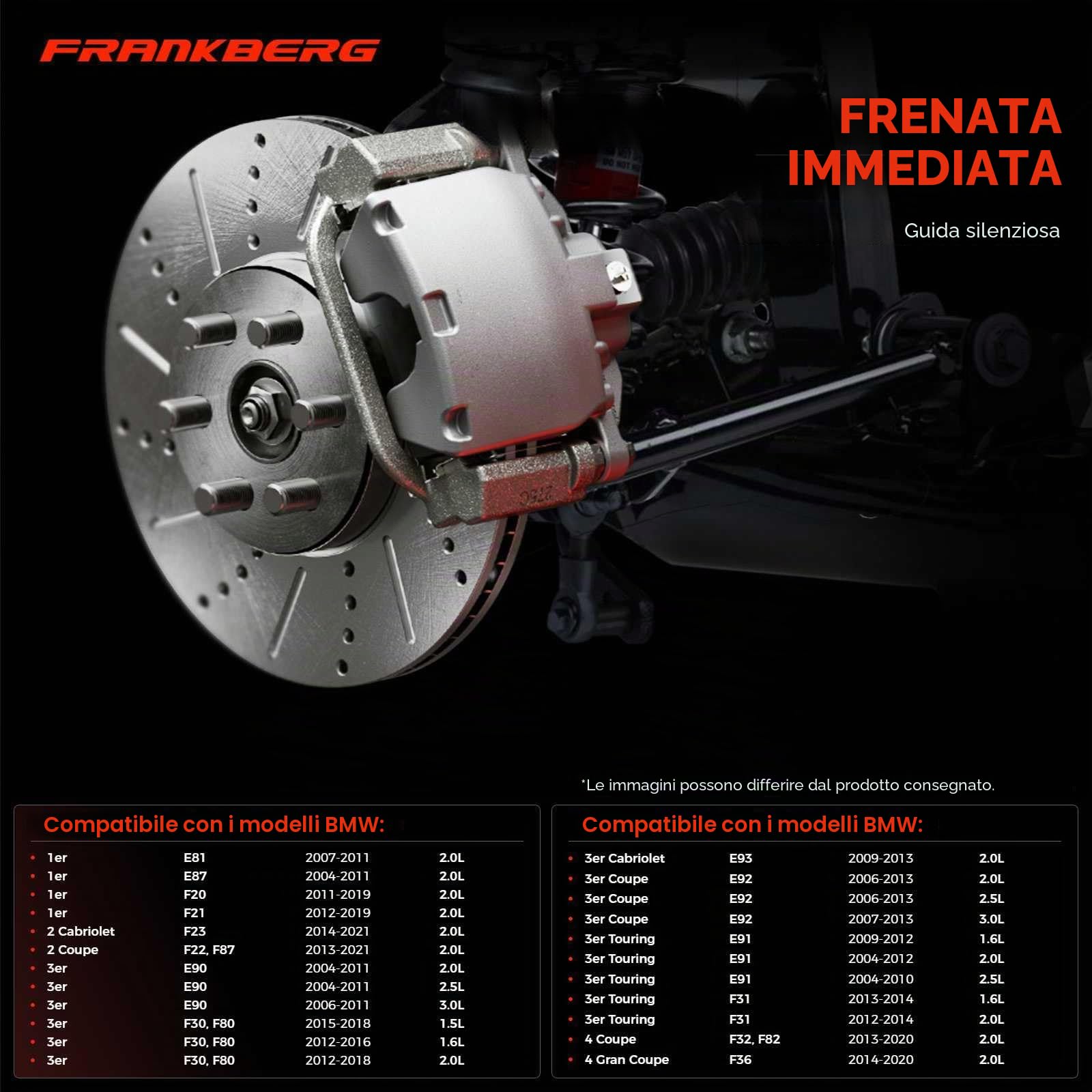 Frankberg Set di dischi freno incl. 2x Dischi Freno Posteriore Pieno Diametro300mm Compatibile con Serie 3 Touring E91 Serie 3 Touring F31 Serie 1 F20 Serie 1 E87 Replace# 34216855007,34216764651