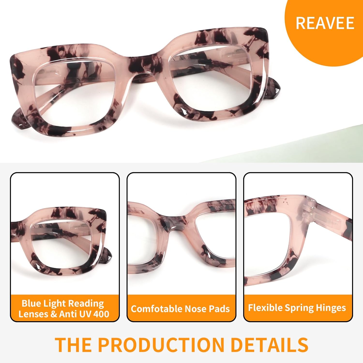 REAVEE Oprah Style Reading Glasses for Women Stylish Cute, 3 Pack Blue Light Blocking Readers Cheaters with Spring Hinge - Image 7