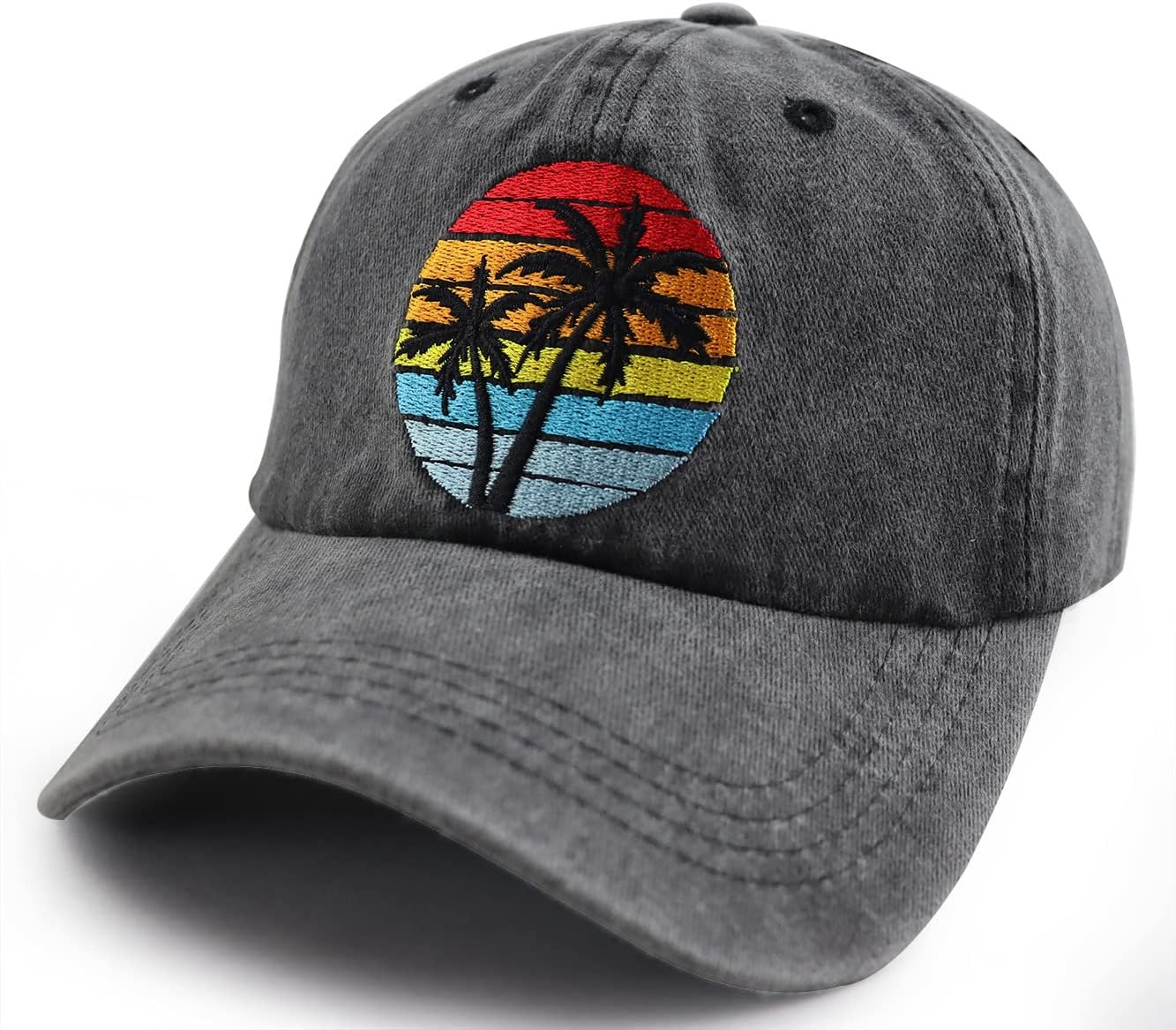 Palm Tree Baseball Cap for Men Women, Funny Vintage Adjustable Cotton Embroidered Summer Vacation Sun Beach Hat - Image 2