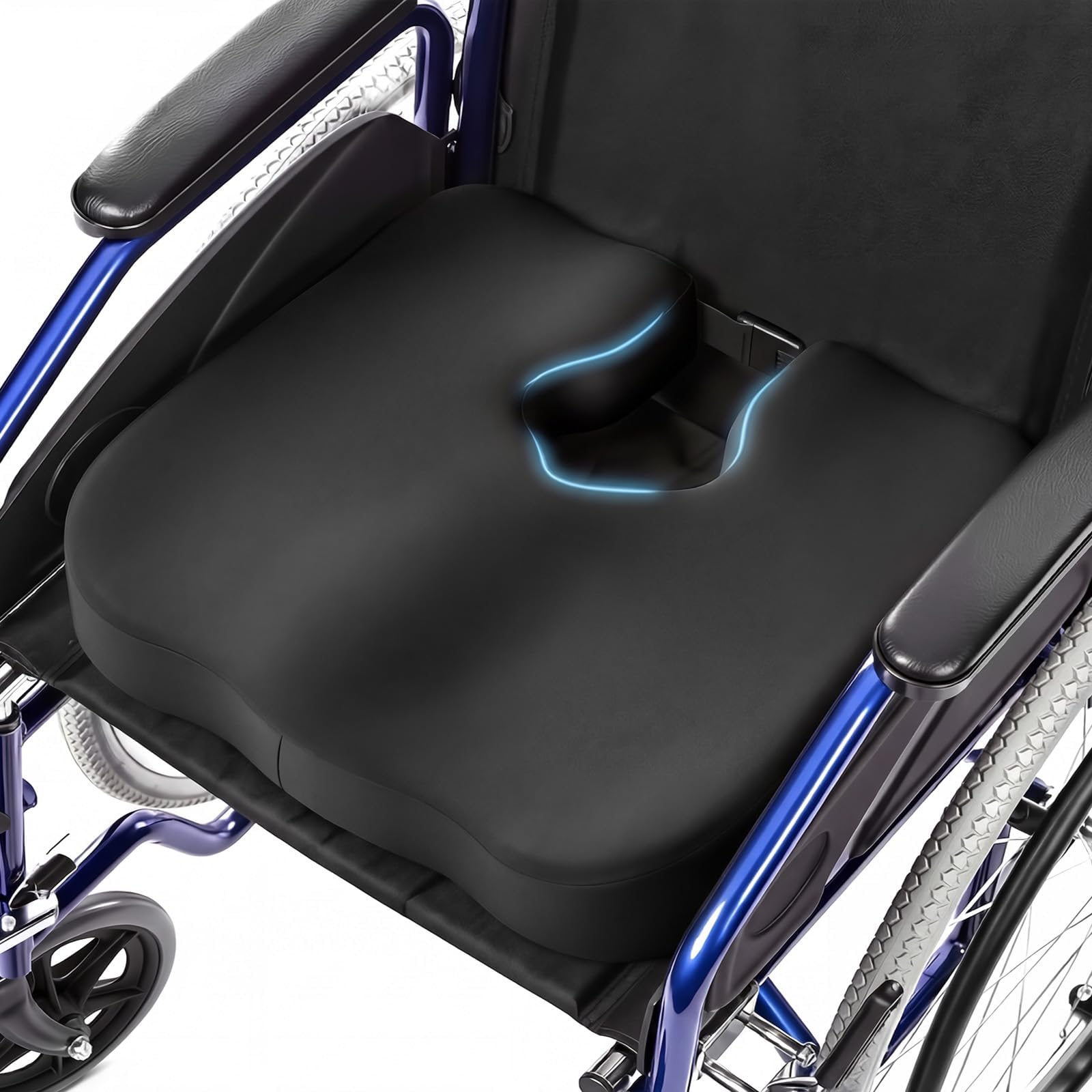 Wheelchair Donut Seat Cushion, Bed Sore Cushions for Butt, Contoured Ergonomic Wheel Chair Cushions with T Shape Cutout for Sciatica, Coccyx & Hip Pain Relief, Hemorrhoids & Post-Surgery