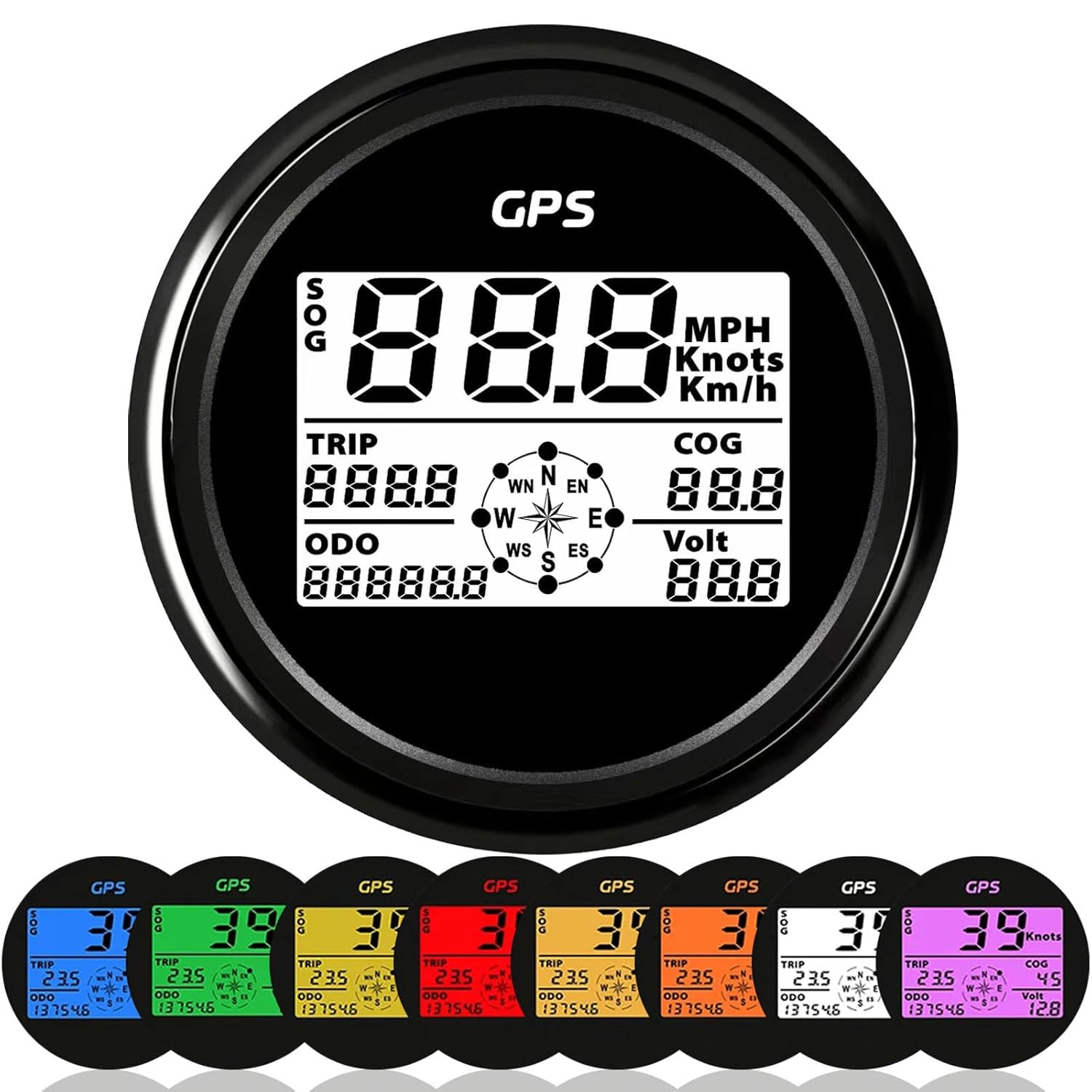 85mm GPS Speedometer & Odometer for Car, Boat, Motorcycle – 8 Backlight Colors