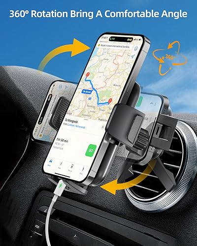 Miniatura 6 de volport Soporte de teléfono de ventilación para automóvil, manos libres con clip de ventilación de aire con abrazadera ancha profunda, soporte