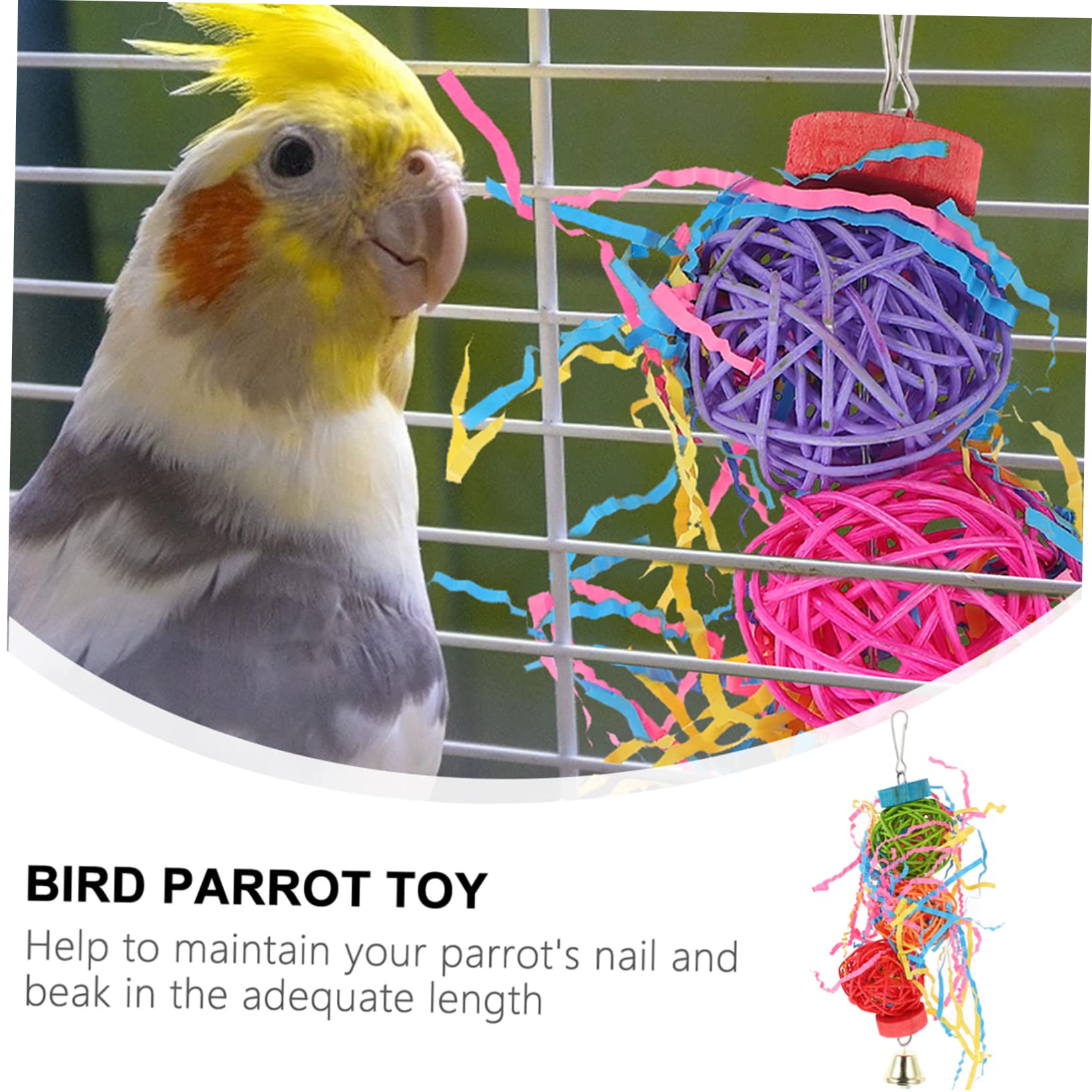BESPORTBLE 3sätze Vogelspielzeug Bunte Baumwollseil Und Papierschnipsel-hängespielzeuge Für Papageien Wellensittiche Und Andere Kleine Vögel Teiliges Spielset Aktivität Und Nestbau