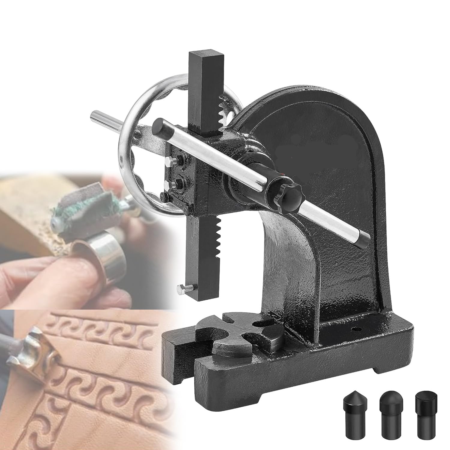 XNXYSMKJ 0.5/1/2/3 Ton Arbor Press,Φ90/170 Precision Hand Press,w/Handwheel, 5.9" Maximum Height, Provide Precise Work Assistance, for Stamping, Bending (0.5t)