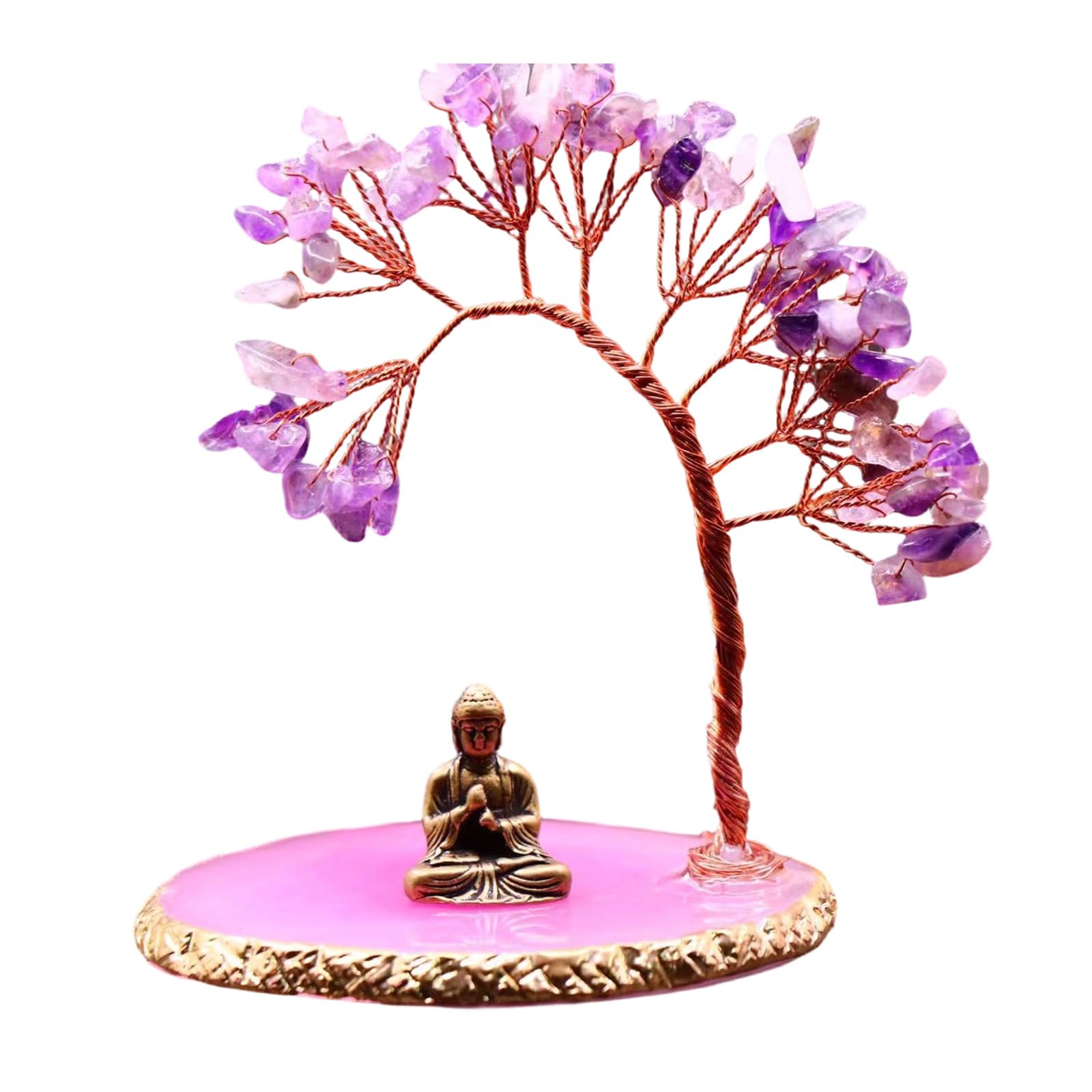 Kaeltsyn Crystal Tree Buddhas Statue Money for Wealth Luck Yogas Meditations and Home Decors Shelf Decors Accent for Offices Money for Wealth and Luck