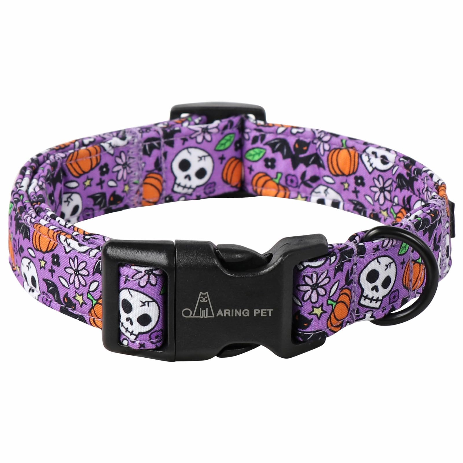 ARING PET Halloween Dog Collar, Cute Purple Pumpkin Skull Bat Pet Collars for Puppy Small Medium Large Girl Boy Dogs-M — image 1