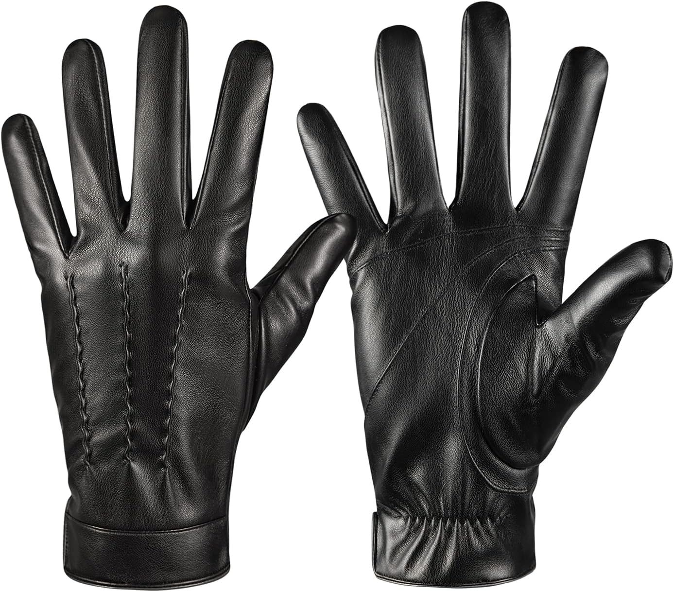 Winter Leather Gloves for Men,Touchscreen Snow Driving Gloves with Cashmere Lining for Motorcycle Driving Riding…