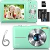 Zostuic Digital Camera, Autofocus, 1080P, 44 Megapixels, 16x Digital Zoom, Photography, Compact, Lightweight, Kids Camera, Toy Camera, For Beginners, 1.1 oz 32 g Card Included, Green