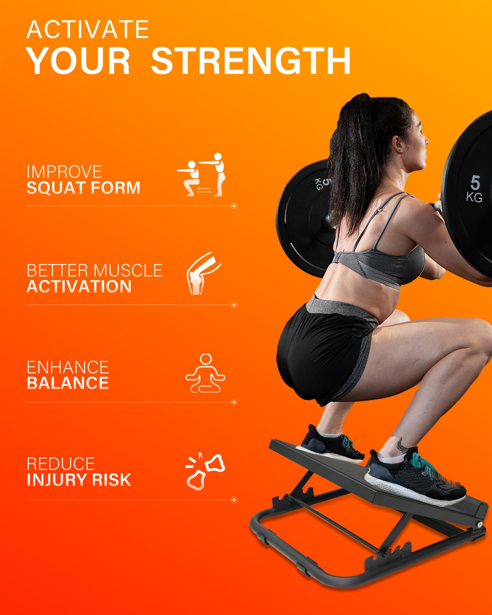 HVO Cuneo Per Squat Ramp: Stacchi Estensori Per Polpacci Antiscivolo slant board Block Tavola Propriocettiva Caviglia Quantità Di Tappo 2