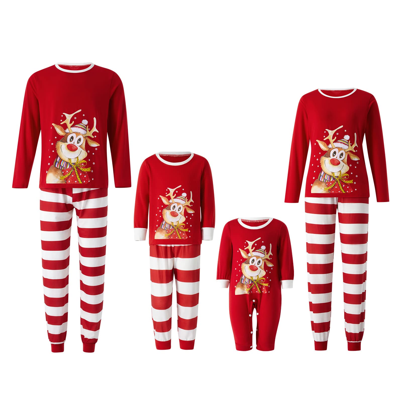 Family Matching Christmas Pajamas Fun Reindeer/ Snowmen Sleepwear PJs Set Xmas Holiday Nightwear for Couple Adults Kids
