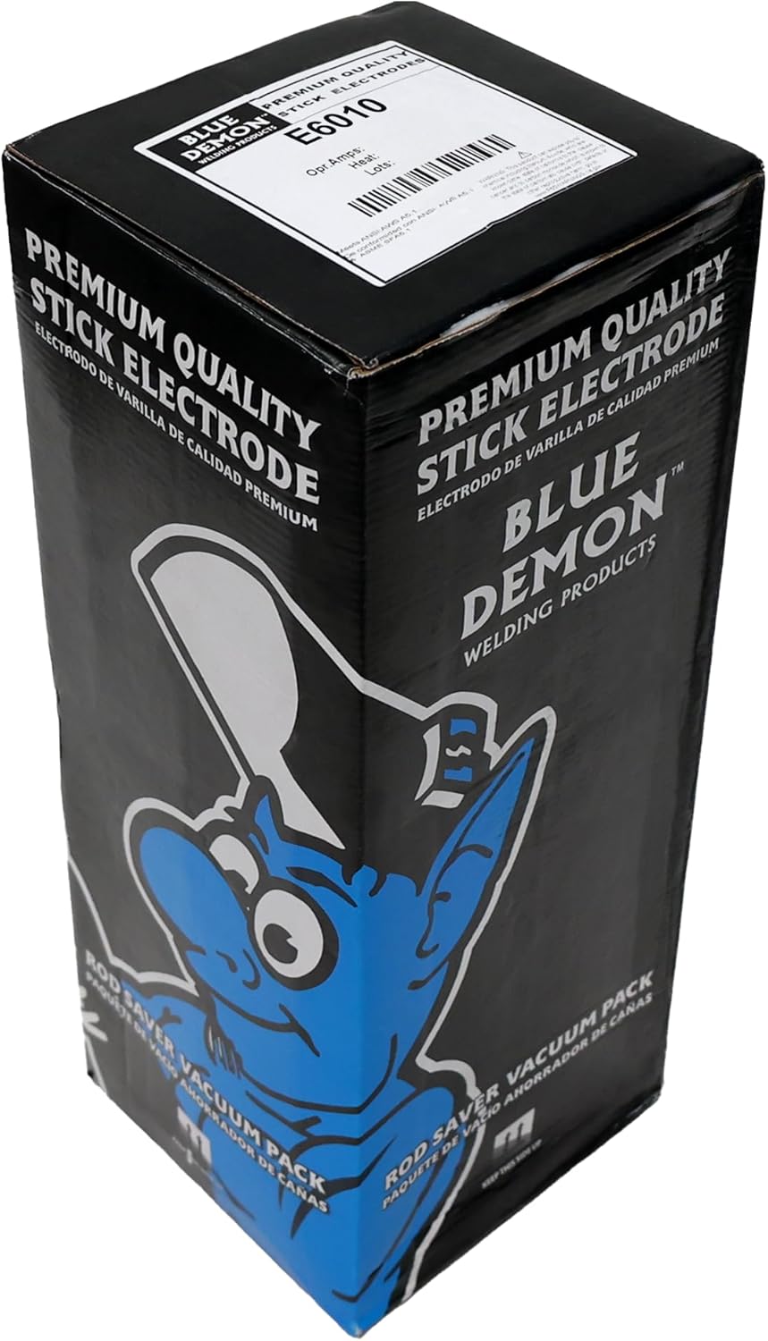 Blue Demon 6010 X 1/8" X 14" X 50LB Can, Carbon Steel Pipe Welding Electrode, 1/8" (Diameter) (E6010-125-50)