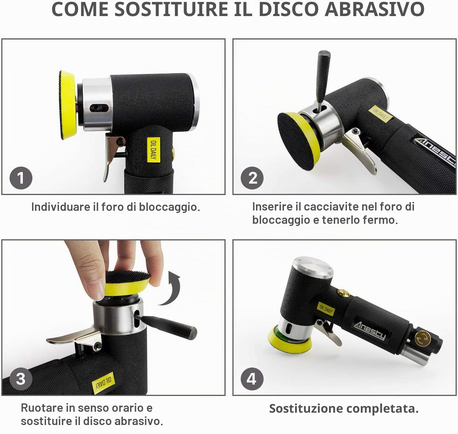 Mini levigatrice orbitale ad aria compressa, 25 mm, 50 mm, 75 mm, lucidatrice auto