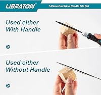 Vista 8 de LIBRATON Juego de limas de agujas intercambiables, pequeñas limas de metal de madera, 6 piezas de acero con mango para trabajos de precisión