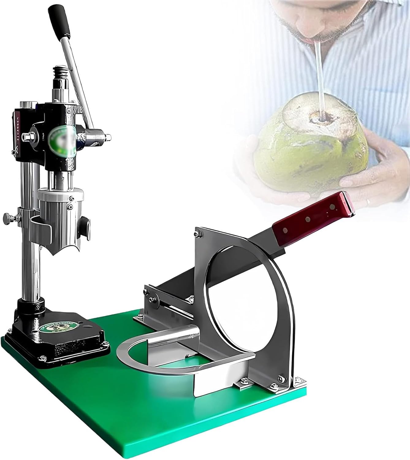 Manual Coconut Hole Opener, Coconut Hole Punching Tool, Stainless Steel Drilling Machine Hole Opener, Open Fresh Coconuts in 5 Seconds for Home and Restaurant Use,1Handle