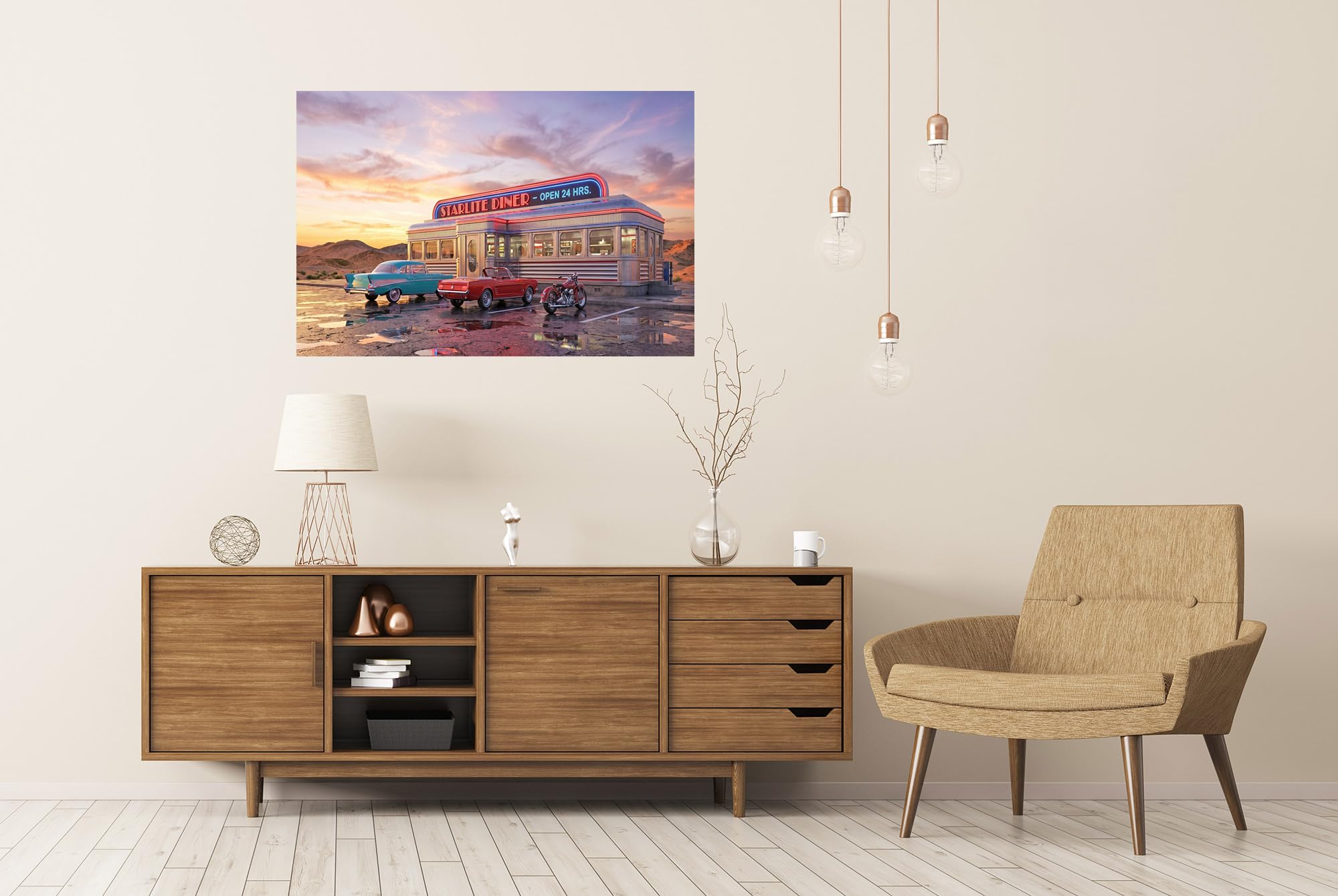 islandburner Póster premium con diseño de comedor nostálgico, decoración de salón para los amantes retro – gran formato
