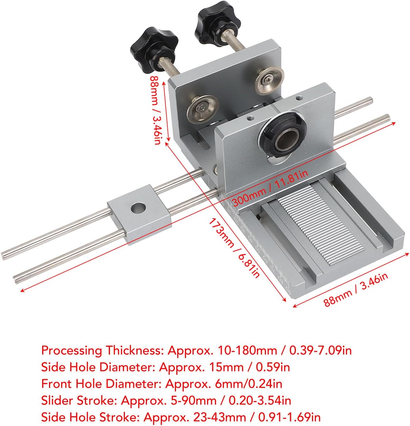 Dowel Jig Kit for Woodworking, 5 6 8 10mm Drill Sleeves Drilling Guide Power Tool Adjustable Quick Release Self Centering Drill Locator Kit for Surface T Shape L Shape Joints