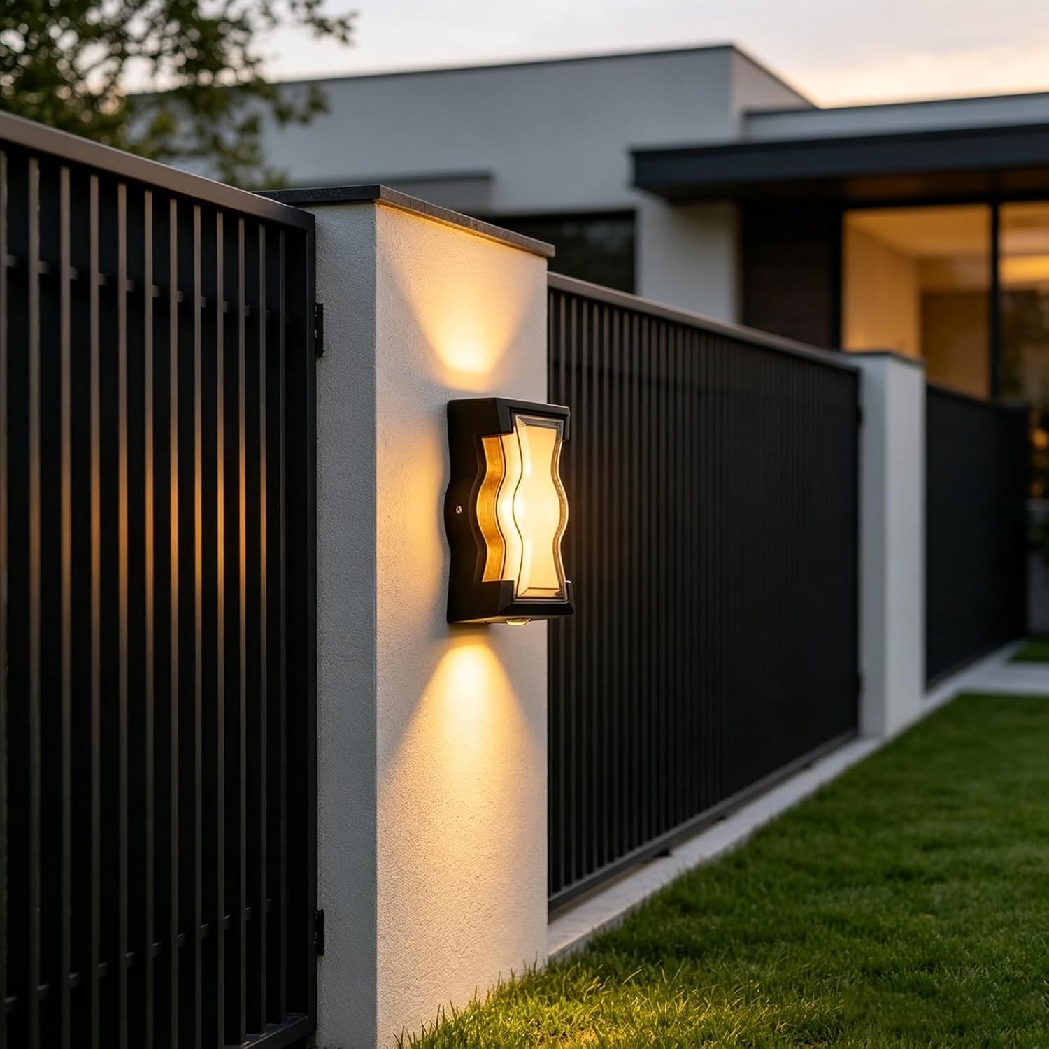 Outdoor Wall Light, 6.3" Black Aluminum Pc, Waterproof LED Up Down image 2