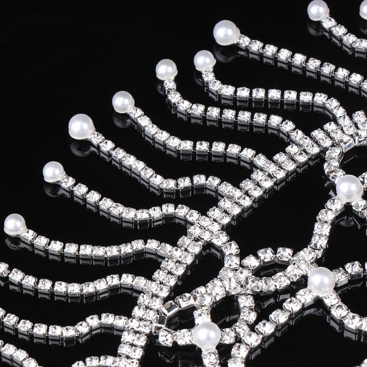 Rhinestone Headdress Elegant Forehead Chain White for Women Adults