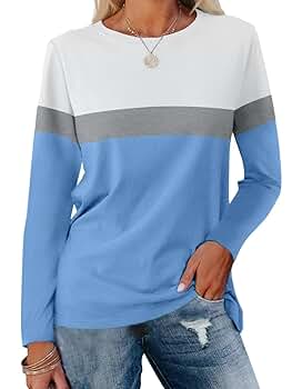 ORANDESIGNE Women's Long Sleeve Color Block Tunics Tops