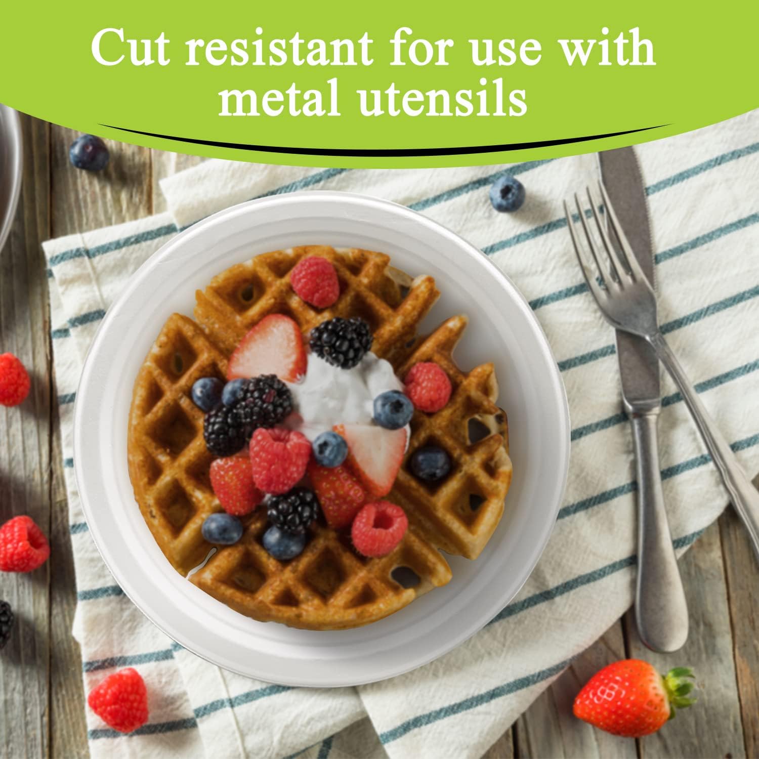 three leaf 9" BAGASSE ROUND PLATE, 500 Ct. Heavy-Duty- Super Strong- Natural- Eco-Friendly Disposable Bagasse Plates, 100% Biodegradable Eco-Friendly,Bagasse 9 inch Plates