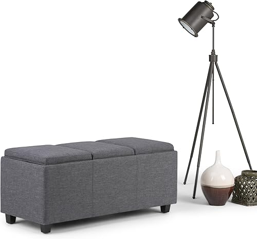 Miniatura 194 de Otomana rectangular de almacenamiento de cuero sintético Simpli Home Avalon., Cuero, Marrón Azul,Marrón Chocolate,Cloud gris,Gris oscuro,Azul