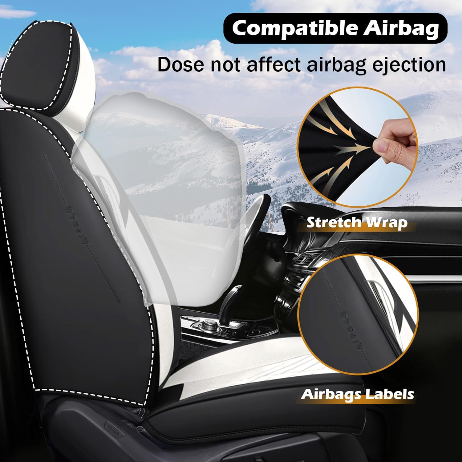 Car Seat Cover for Hyundai Santa Cruz 2022-2025, Comfortable, Durable Leather Seat Cover, All Weather Sports Automotive Interior Accessories(Standard 5 Seats, Black White)